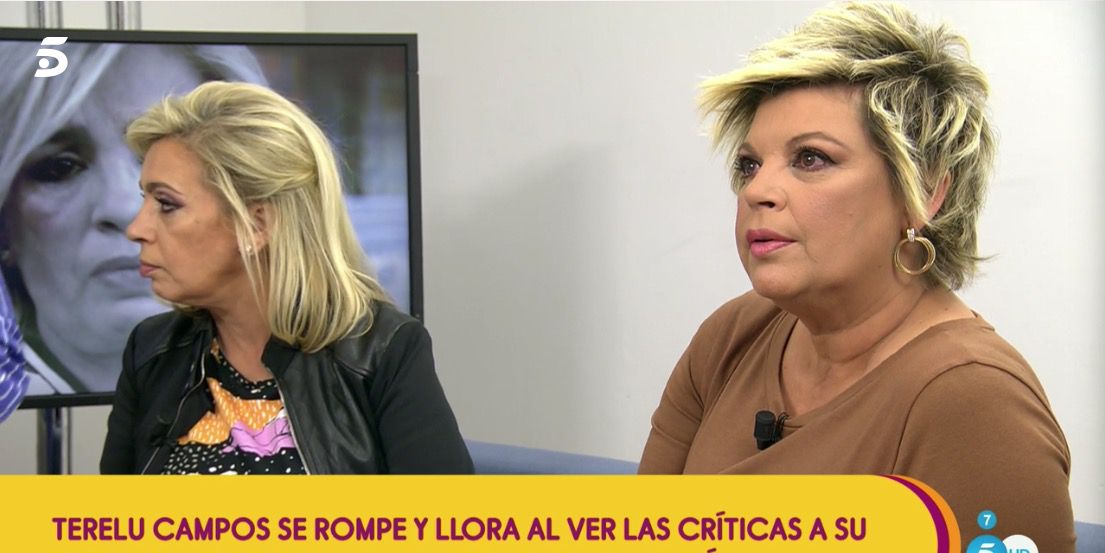 Terelu Campos rompe a llorar al ver las críticas hacia su hermana Carmen en Sálvame