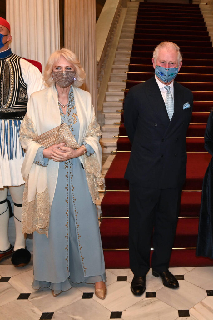 Prinz Charles (GB), Herzogin Camilla (GB), beim Abendempfang im Präsidentenpalast in Athen anlässlich des Besuchs des Prinzen von Wales und der Herzogin von Cornwall zum 200. Unabhängigkeitstag in Griechenland, Tag 1, Athen, Griechenland, 24. März 2021.