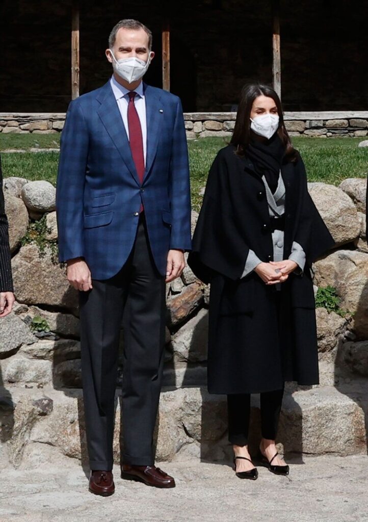 Spanish King Felipe VI and Letizia Ortiz during a visit to María Moliner School on their official visit to Andorra on Friday, 26 March 2021.