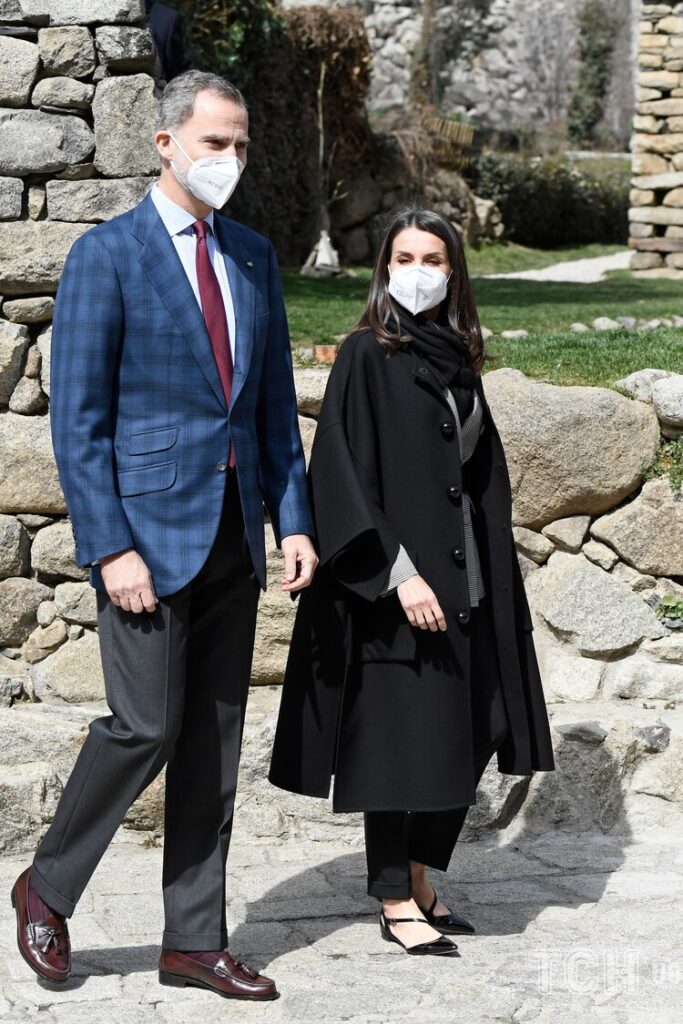 Spanish King Felipe VI and Letizia Ortiz during a visit to María Moliner School on their official visit to Andorra on Friday, 26 March 2021.