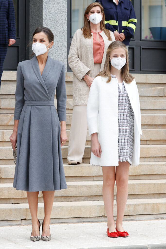 Spanish Queen Letizia with Princess Leonor de Borbon during a visit to Navantia on occasion for inauguration of Submarine S 81 Isaac Peral in Cartagena on Thursday, 22 April 2021.