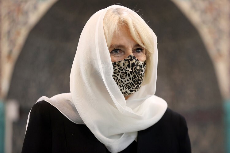 LONDON, ENGLAND – APRIL 07: Camilla, Duchess of Cornwall visits Wightman Road Mosque in North London on April 07, 2021 in London, England. During the visit The Duchess heard about how the organisation has supported the local community through the COVID-19 pandemic.