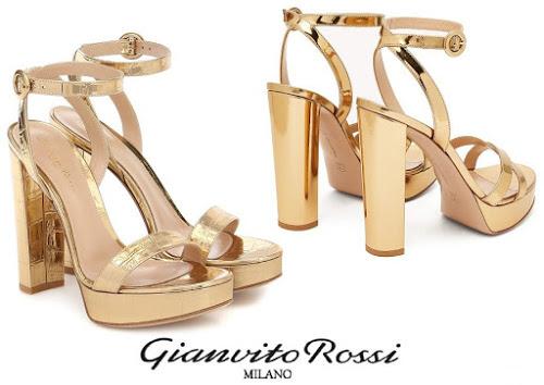 Sandalias de charol dorado Poppy de Gianvito Rossi