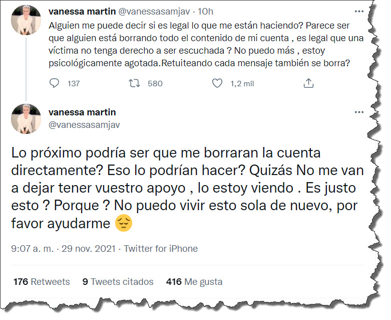29 11 2021 19 03 56 - ALERTA!: Intentan silenciar a Vanesa Martín (la mujer agredida por Pepe Navarro)
