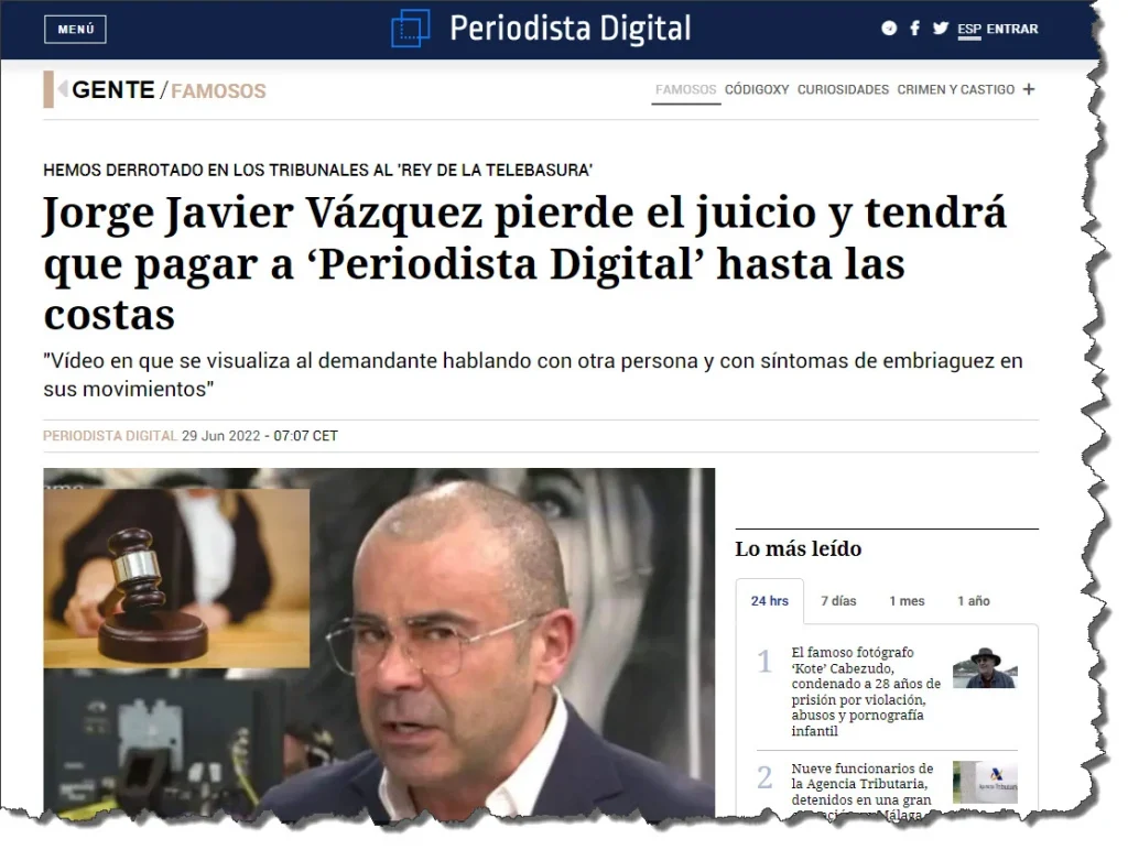 Jorge Javier Vazquez pierde el juicio contra Periodista Digital 1024x772 - Jorge Javier Vázquez pierde el juicio contra Periodista Digital