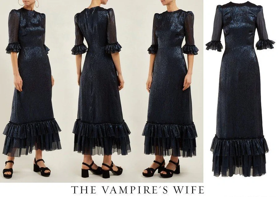 Vestido largo en mezcla de seda con ribete de volantes de Cenicienta de The Vampire’s Wife