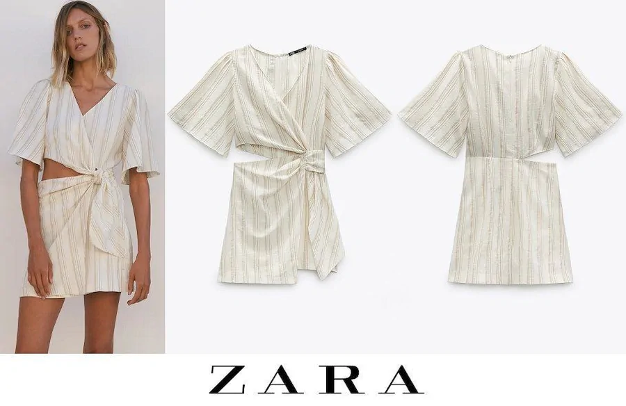 Vestido rústico con aberturas de Zara