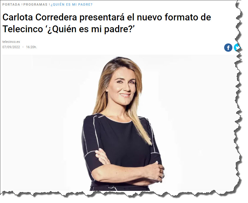 Foto de carlota corredera que ha puesto tele 5 para anunciar el nuevo programa