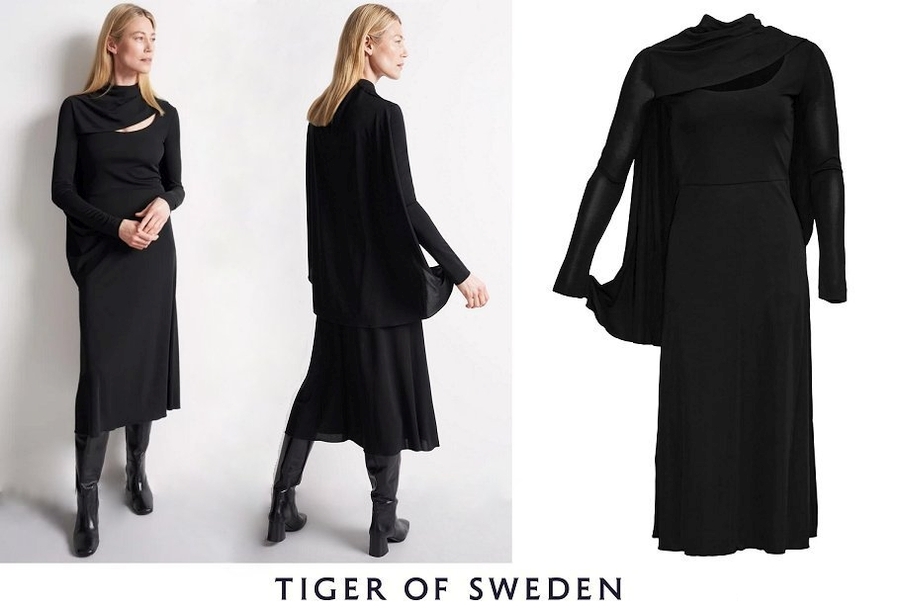 Tiger of Sweden Tyyni vestido midi drapeado negro