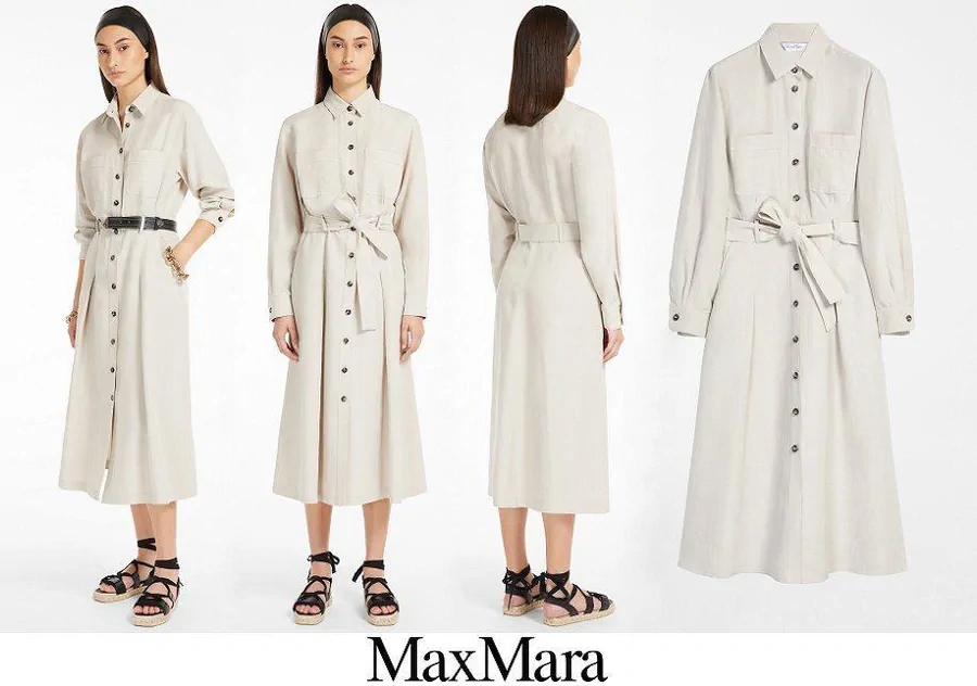 MAX MARA Vestido de lona de lino y seda