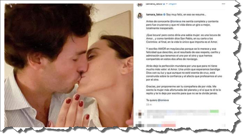 tamara falco borra el mensaje de instagram que anunciaba su boda - Íñigo Onieva reconoce que le fue infiel a Tamara Falcó