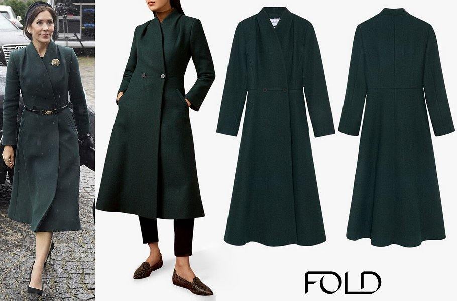 Abrigo de sastre en mezcla de lana Finchley de The Fold London verde oscuro