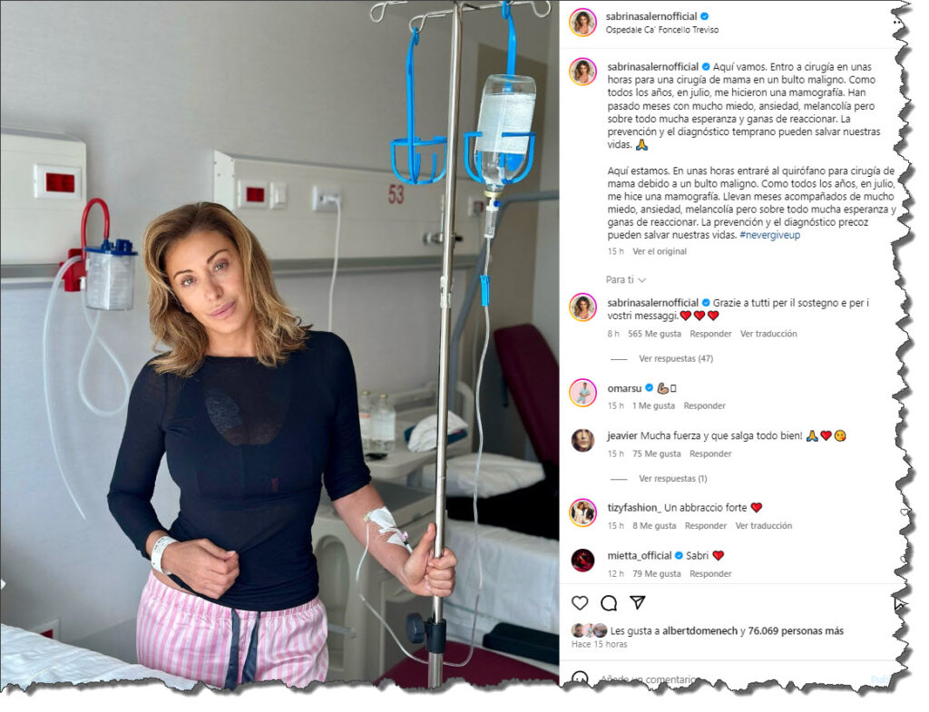 19 09 2024 3 06 56 1024x785 - Sabrina Salerno Anuncia su Lucha Contra el Cáncer de Mama