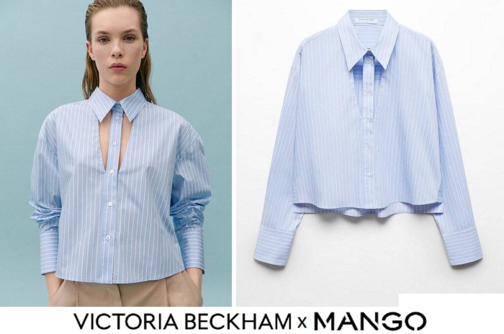 Camisa de rayas con corte de Victoria Beckham x Mango