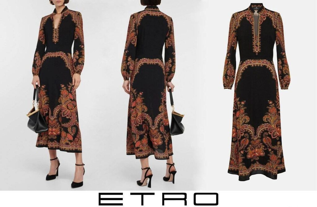 Vestido midi con estampado de cachemira de Etro