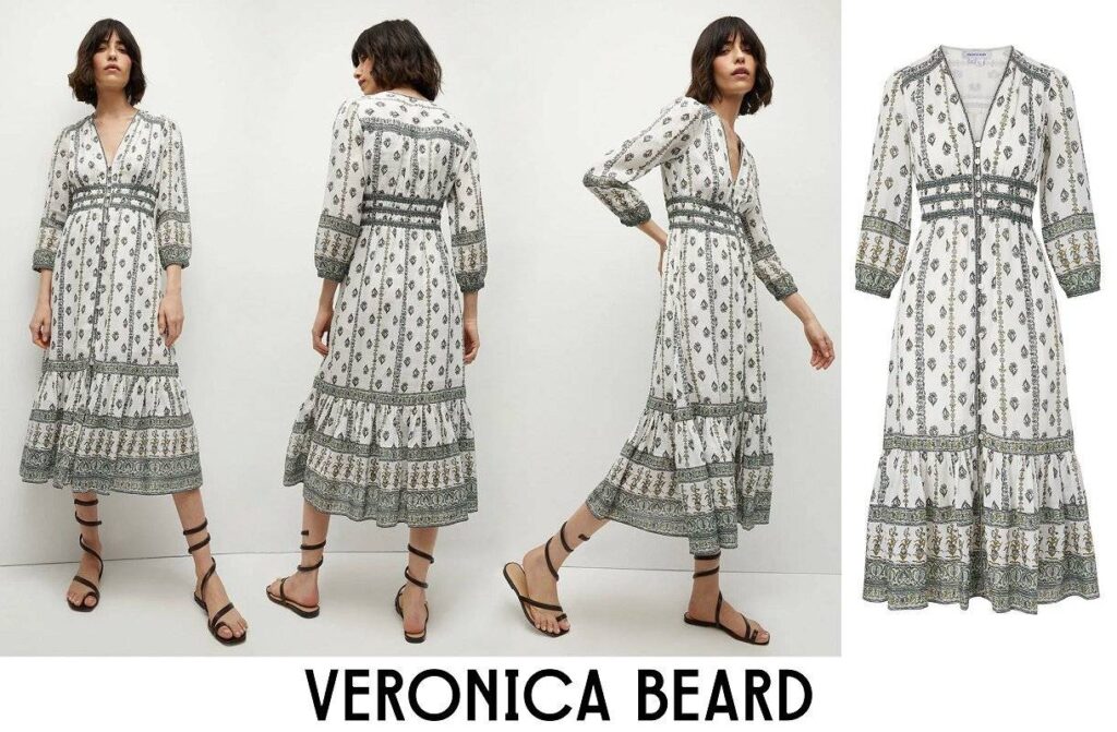 Vestido midi bohemio con estampado floral de Veronica Beard Castella