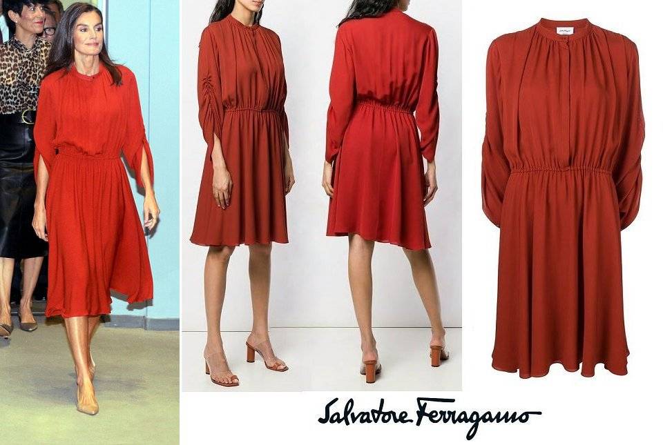 SALVATORE FERRAGAMO Vestido midi acampanado de manga larga