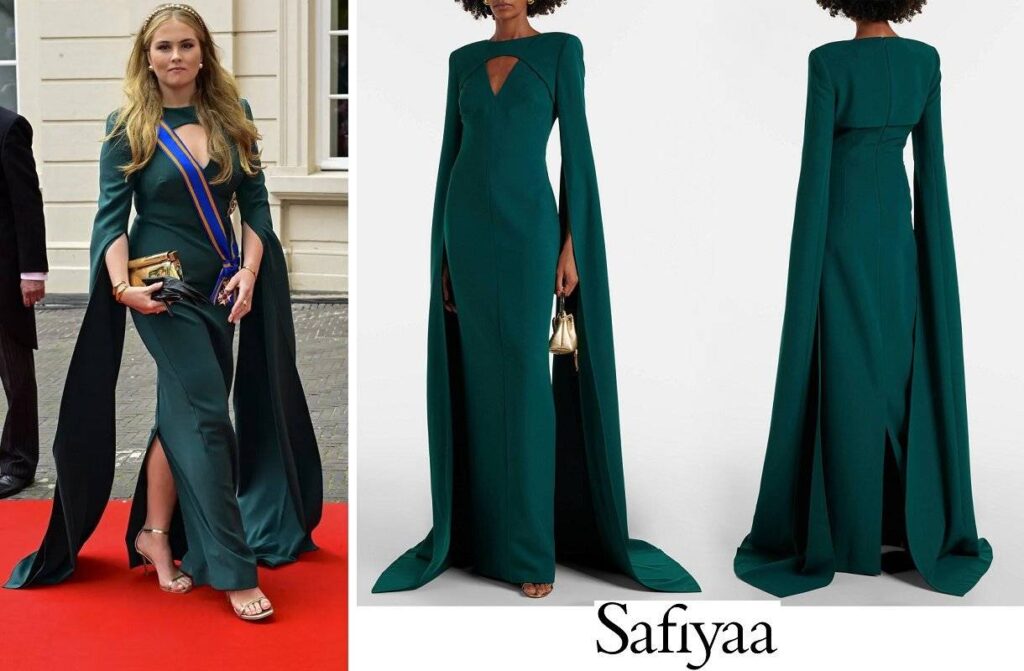 Vestido de crepé con aberturas Sarita verde de Safiyaa