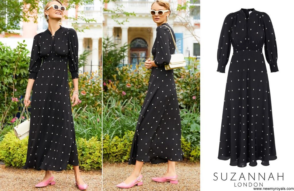 Vestido de té Aria de Suzannah London con lunares perlados