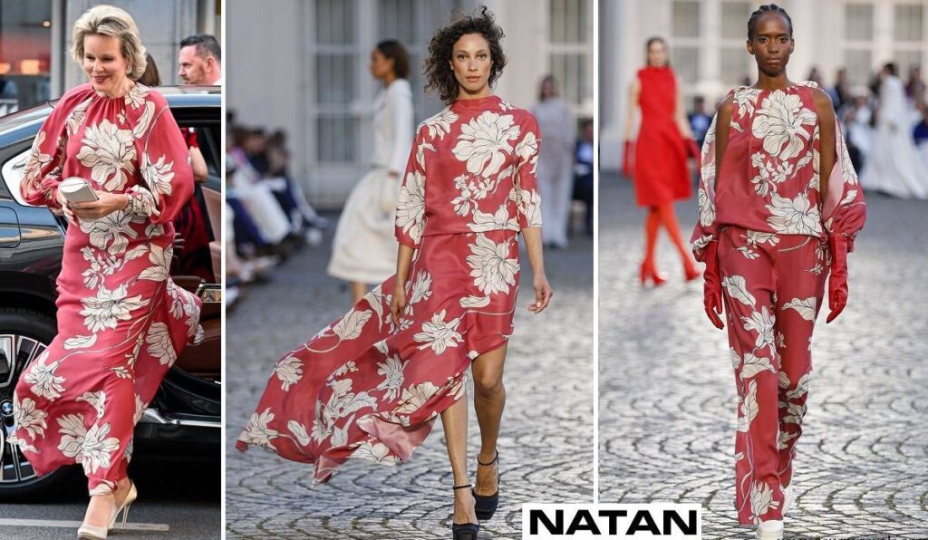 Vestido estampado de manga larga de Natan Couture