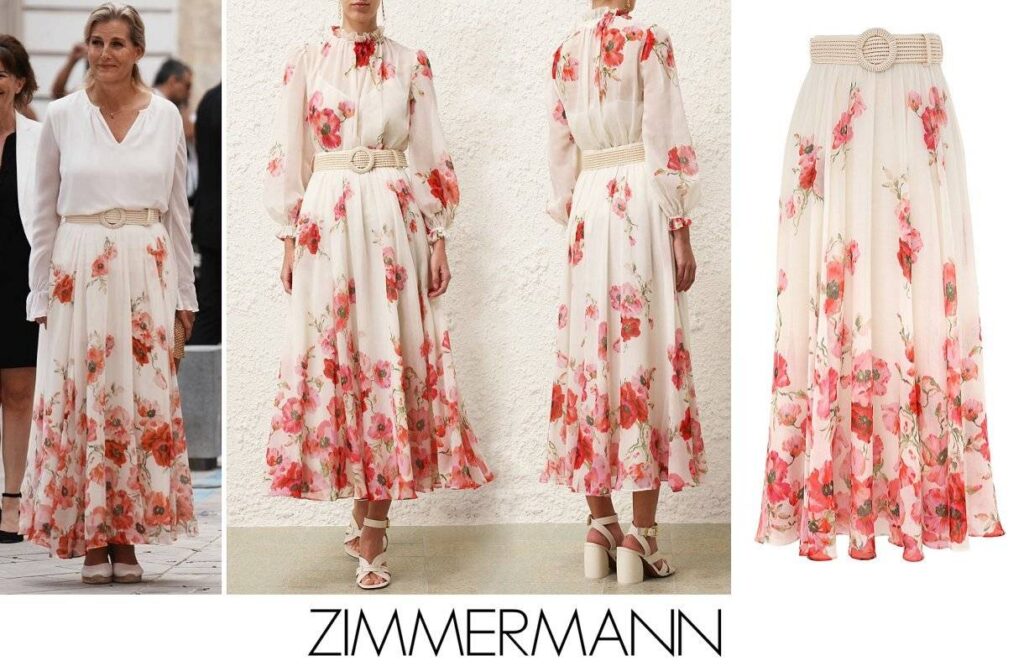 Falda larga con cinturón y estampado floral Lightburst de Zimmermann