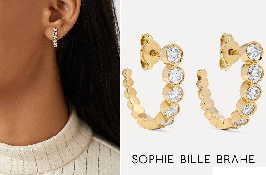 Pendientes Sophie Bille Brahe Boucle Ensemble de oro y diamantes