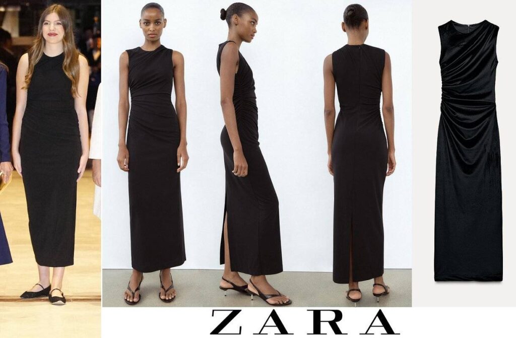 Vestido midi drapeado de ZARA