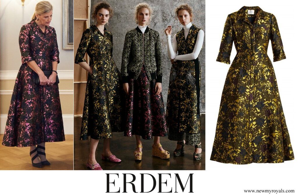 Vestido midi con estampado floral en jacquard Kristen de Erdem