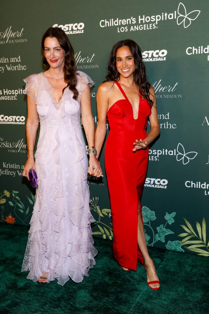 LOS ANGELES, CALIFORNIA – OCTOBER 05: (L-R) Kelly Zajfen and Meghan, Duchess of Sussex attend the Children’s Hospital Los Angeles Gala 2024 at JW Marriott LA Live on October 05, 2024 in Los Angeles, California. (Photo by Matt Winkelmeyer/Getty Images for Children’s Hospital Los Angeles)







LOS ANGELES, CALIFORNIA – OCTOBER 05: Meghan, Duchess of Sussex attends the 2024 Children’s Hospital Los Angeles (CHLA) Gala at L.A. Live Event Deck Top Floor Of The West Lot on October 05, 2024 in Los Angeles, California. (Photo by Tommaso Boddi/Getty Images)



Meghan, Duchess of Sussex at the 2024 CHLA Gala held at the L.A. Live Event Deck on October 5, 2024 in Los Angeles, California. (Photo by Alberto Rodriguez/Variety via Getty Images)