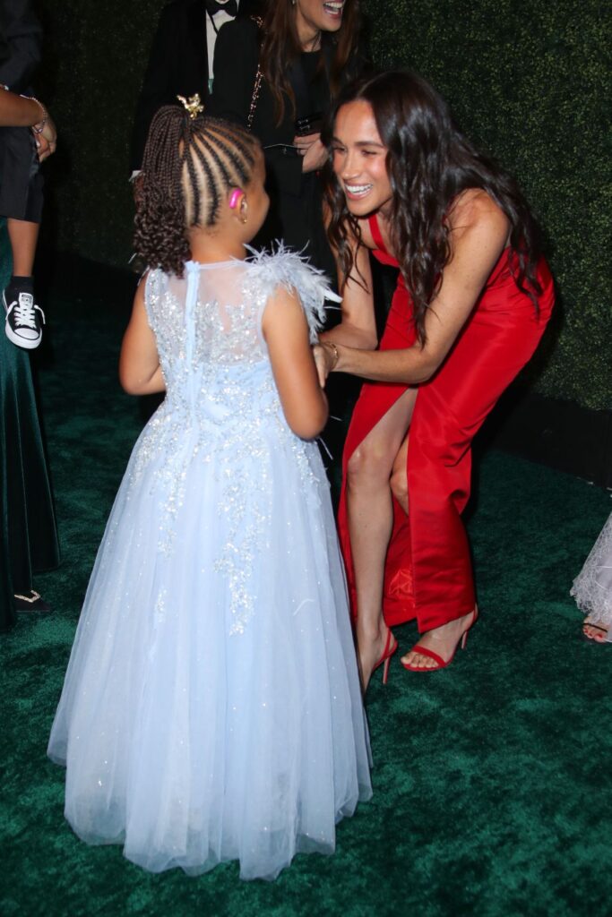 LOS ANGELES, CALIFORNIA – OCTOBER 05: (L-R) Kelly Zajfen and Meghan, Duchess of Sussex attend the Children’s Hospital Los Angeles Gala 2024 at JW Marriott LA Live on October 05, 2024 in Los Angeles, California. (Photo by Matt Winkelmeyer/Getty Images for Children’s Hospital Los Angeles)







LOS ANGELES, CALIFORNIA – OCTOBER 05: Meghan, Duchess of Sussex attends the 2024 Children’s Hospital Los Angeles (CHLA) Gala at L.A. Live Event Deck Top Floor Of The West Lot on October 05, 2024 in Los Angeles, California. (Photo by Tommaso Boddi/Getty Images)



Meghan, Duchess of Sussex at the 2024 CHLA Gala held at the L.A. Live Event Deck on October 5, 2024 in Los Angeles, California. (Photo by Alberto Rodriguez/Variety via Getty Images)