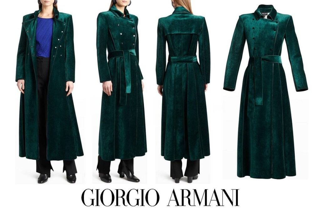 Giorgio Armani Abrigo largo de terciopelo con doble botonadura