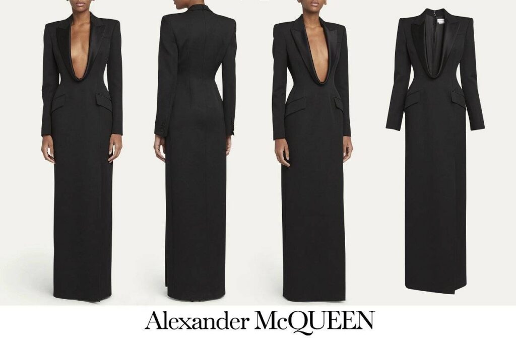 Vestido tipo blazer con esmoquin de Alexander McQueen