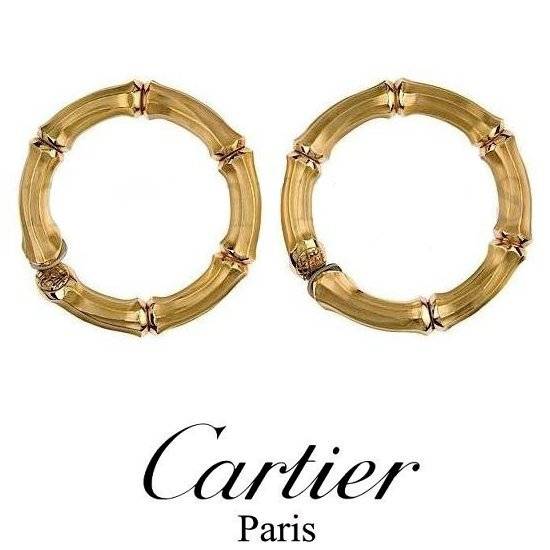 Pendientes Cartier de bambú dorado