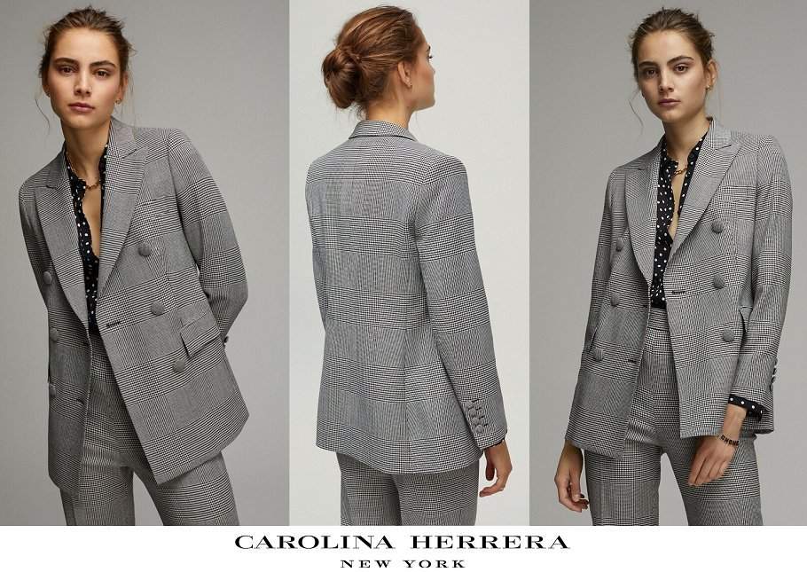 Blazer cruzado de cuadros escoceses de Carolina Herrera