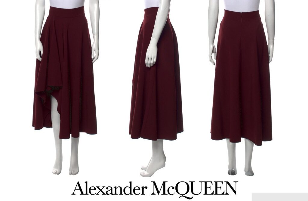 Falda midi de crepé con vuelo de Alexander McQueen